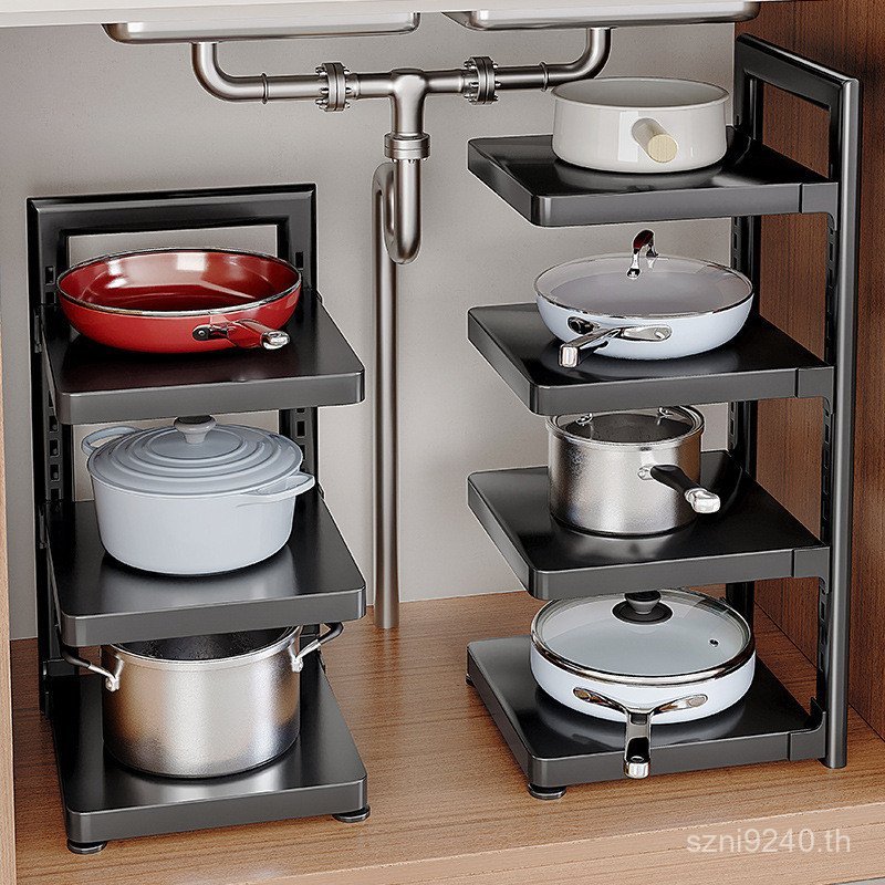 Rack Rack Rack Sink หม้อชั้นเตาตู้ในครัวเรือนหม้อ Multi-Layer Multi-Function ตู้ Rack ภายใต้ห้องครัว