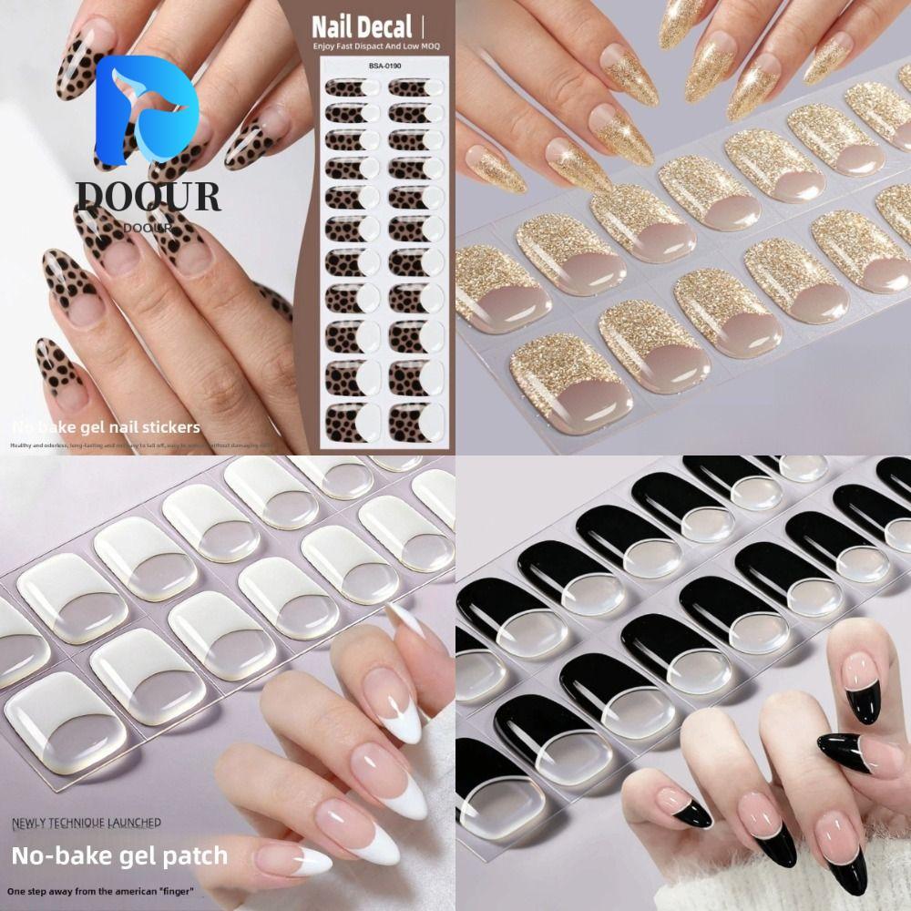 DOOUR Semi-Cured Nail Wraps, Full Cover Long Lasting Gel Nail Stickers, INS อินเทรนด์ Semi Cured 22S
