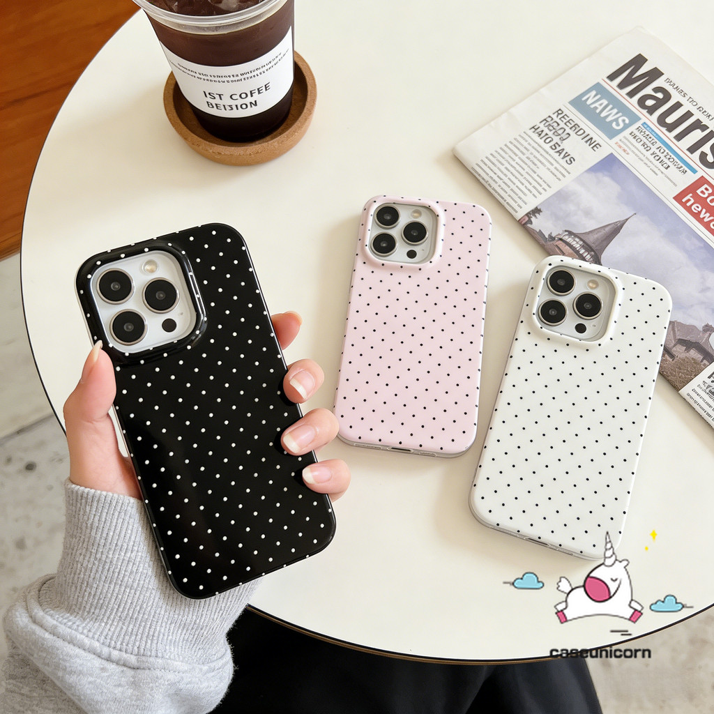สำหรับ Redmi 15 15C 14C 9 13C 9A 10 12 12C A1 A2 A3 Note 9 14 11 12 8 13 10 Pro  เคส IMD ลายจุดสีดำขาวแบบเรียบง่าย