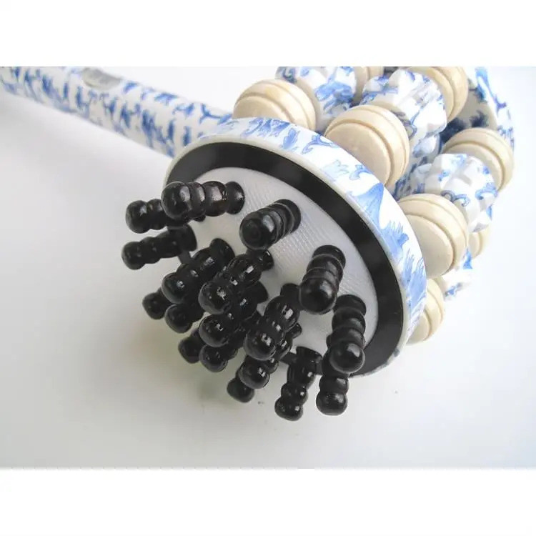 อุปกรณ์ Slap Leg Acupoint Hammer 008 Ball Meridian ลูกกลิ้งไม้ตีกลับ Beating Fitness Bar นวด Blue Wh