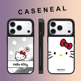 CASENEAL การ์ตูนน่ารักสีขาว Kitty cat กระจกเคสโทรศัพท์สําหรับ iPhone 17 Pro Max 16 ProMax 15Pro 14 Plus 13 12 11 โทรศัพท์กันกระแทกขอบนุ่มฮาร์ดป้องกันกรณี
