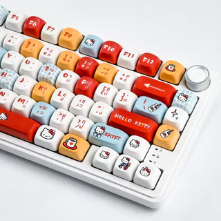 MAIMOOO Thai Keycap Hello Kitty MOA Profile 120 คีย์ PBT Dye Sublimation Aula F75 F99 RK100 สีแดงการ์ตูนลูกแมว Sanrio Keycaps น่ารัก Kitty ไทย Keycaps