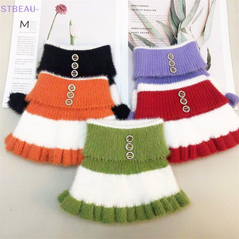 [cxSTBEAU] ปลอกคอปลอมของผู้หญิงปกป้องกระดูกสันหลังส่วนคอฤดูหนาวที่อบอุ่นผ้าพันคอขี่จักรยาน Thi ยืดหย