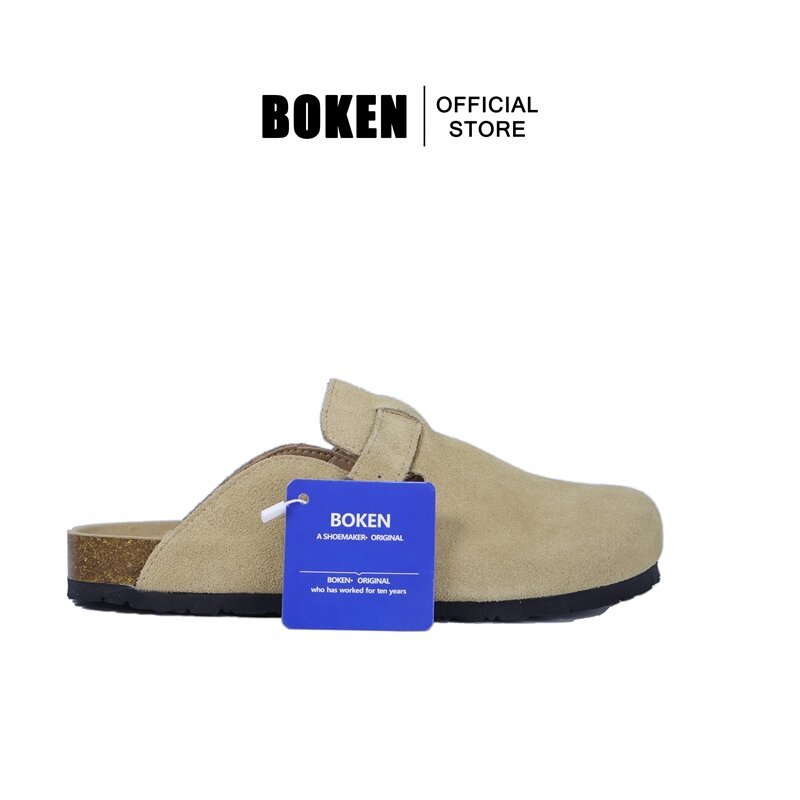 BOKEN Men Baotou Sandals Classic Cork Half Slippers Soft Footbed Outdoor Lazy Shoes