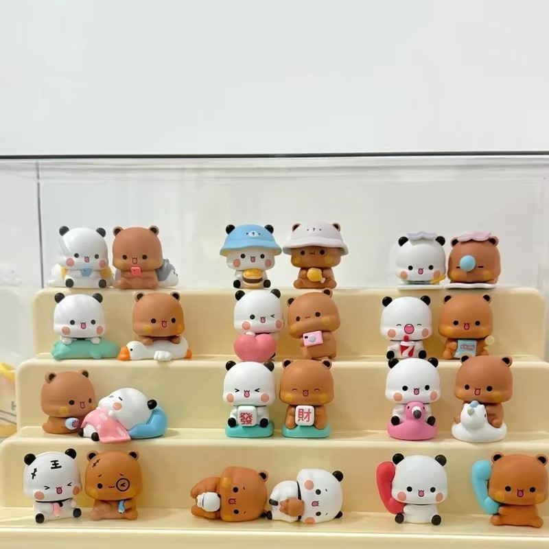 2PCS Bubu Dudu เครื่องประดับเดสก์ท็อป Yier Panda Bear ตัวเลขรถอุปกรณ์เสริมเครื่องประดับตกแต่งบ้านของเล่นของขวัญวันเกิด ﻿