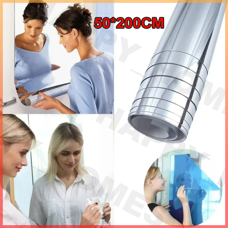 50x200cm กระจกแผ่น กระจกพลาสติก สำหรับติดผนัง มีกาวในตัว กระจกติดผนัง กระจกความละเอียดสูง, สติ๊กเกอร