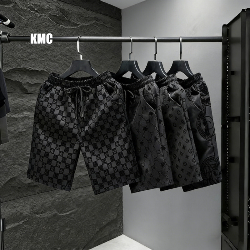 กางเกงขาสั้นสั้นผู้ชาย Flocking สามมิติสไตล์เกาหลี Slim-Fit Five-Po