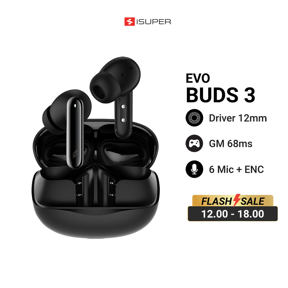[ลดเหลือ 849] iSUPER EVOBUDS 3 หูฟังบลูทูธ 5.4 หูฟังไร้สาย InEar ANC ตัดเสียงรบกวน ไมค์ชัด GameMode ใช้คู่ GameLink -1Y
