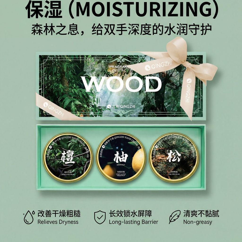 Shanghai qingzhi Hand Cream qingzhi Woody Fragrance Rejuvenating Pine Oak ไม้จันทน์สีส้มให้ความชุ่มช
