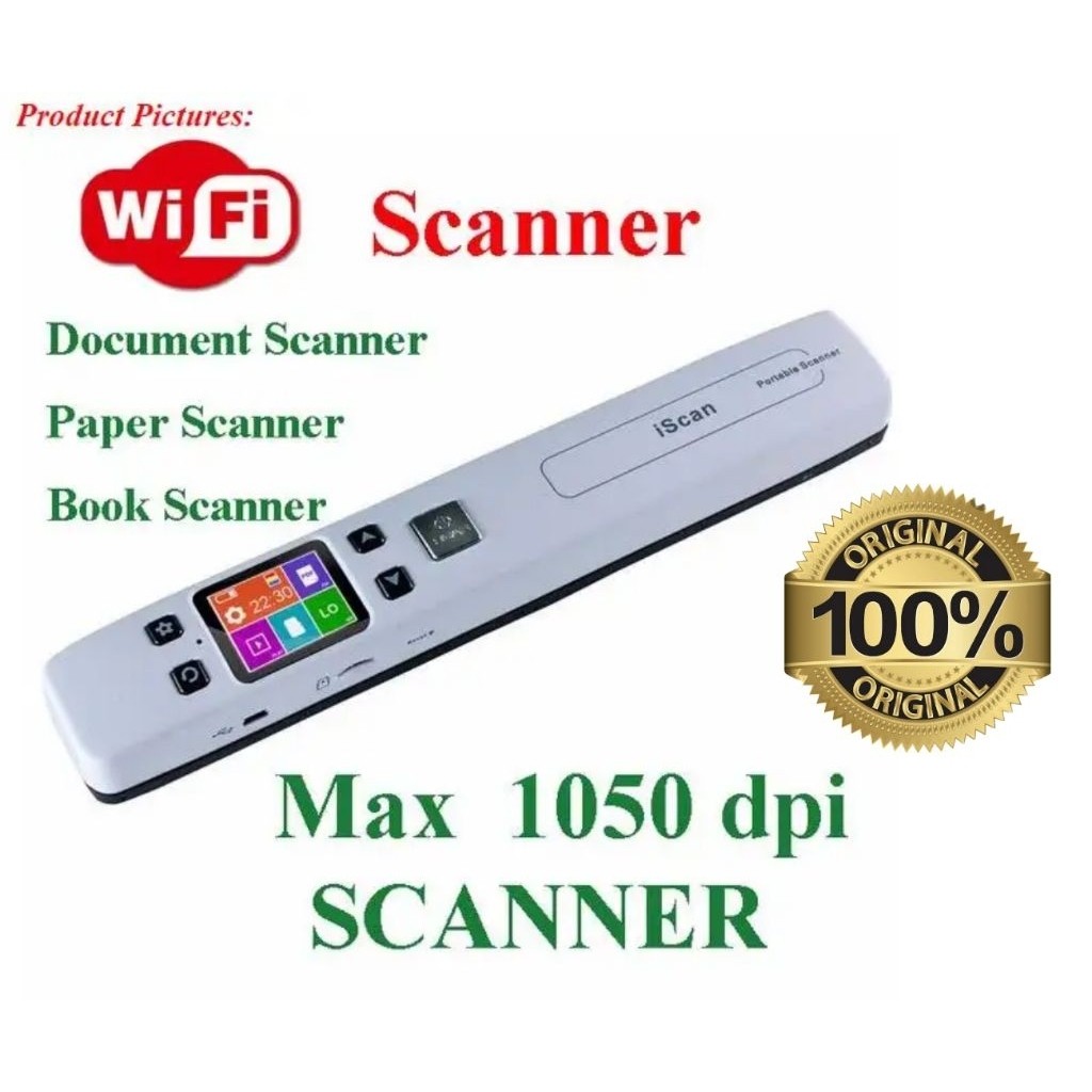 iScan  WIFI เครื่องสแกนเอกสาร สแกนพกพา จอTFT LCD ความละเอียดสูงสุด1050dpi รูปแบบ file JPG / PDF ออกใ