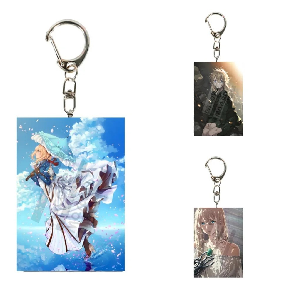 อะนิเมะ Violet Evergarden Mica พวงกุญแจอะคริลิค รูปทรงสี่เหลี่ยม 6 ซม. พิมพ์ด้วยตุ๊กตาหน่วยความจําที