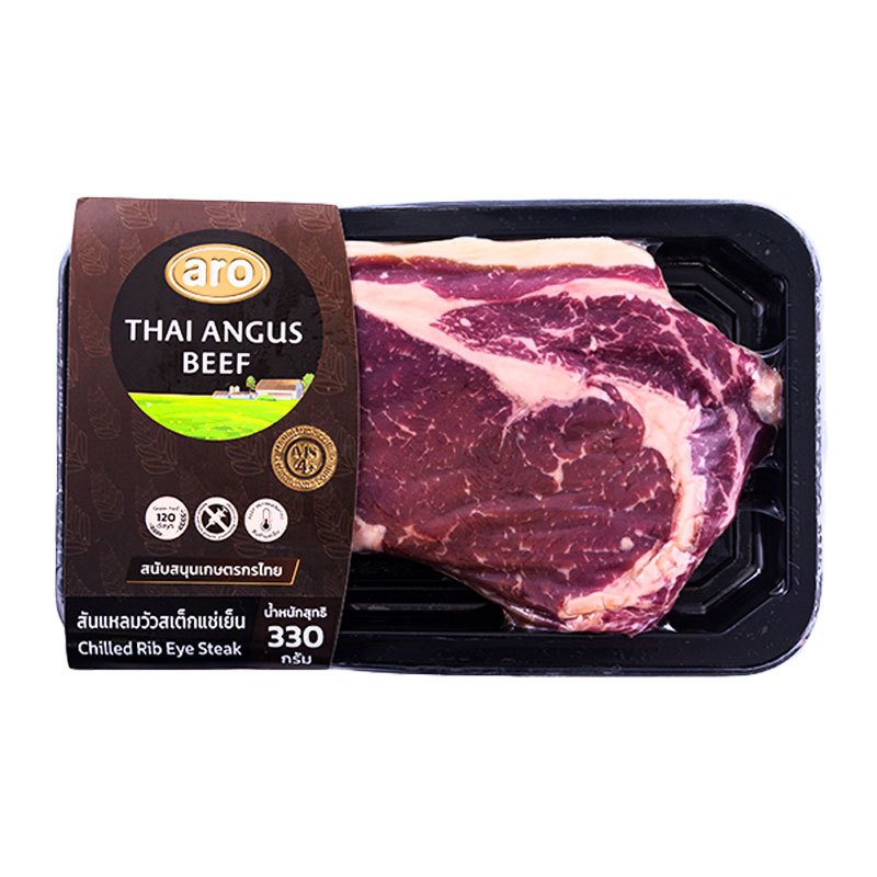 เอโร่ โกลด์ สันแหลมแองกัสสเต๊ก MS4+ 330 ก. (ARO GOLD Rib Eye MS4+ Steak 330 g)