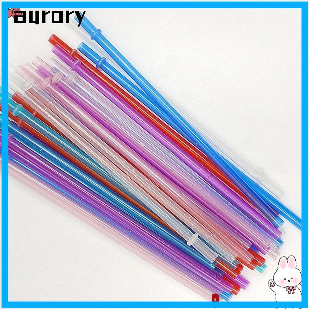 AURORY 1PC ผงทองหลอดพลาสติก, รถ Travel Cup ถ้วยฟางอุปกรณ์เสริม Glitter Straw, นํากลับมาใช้ใหม่ด้วยแป