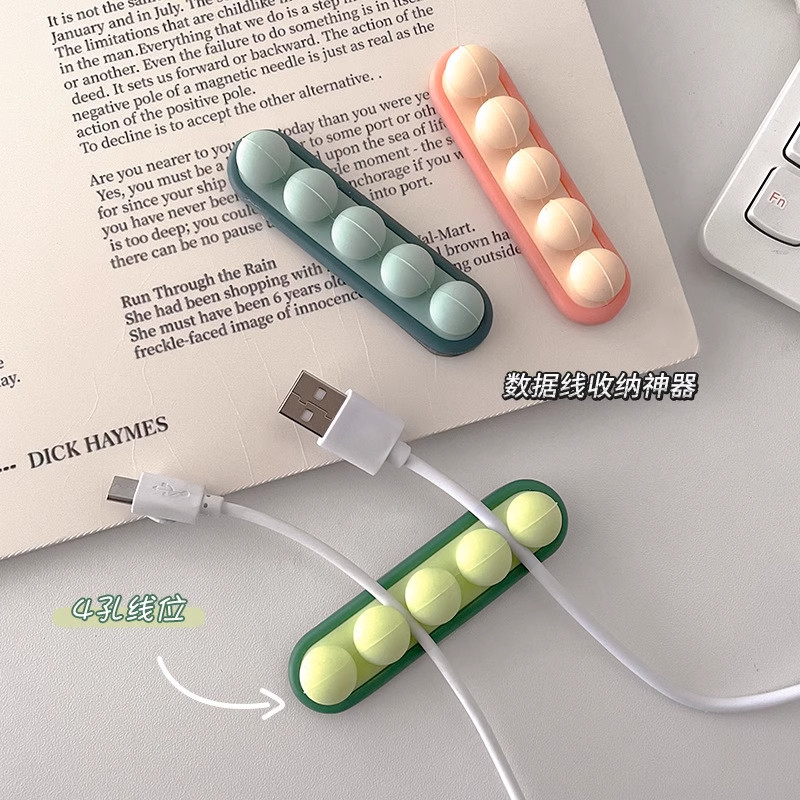 usb hub usb hub สายยาว Data Cable Storage Holder สายชาร์จ Desktop Mobile Phone Cable Hub Nail-Free S