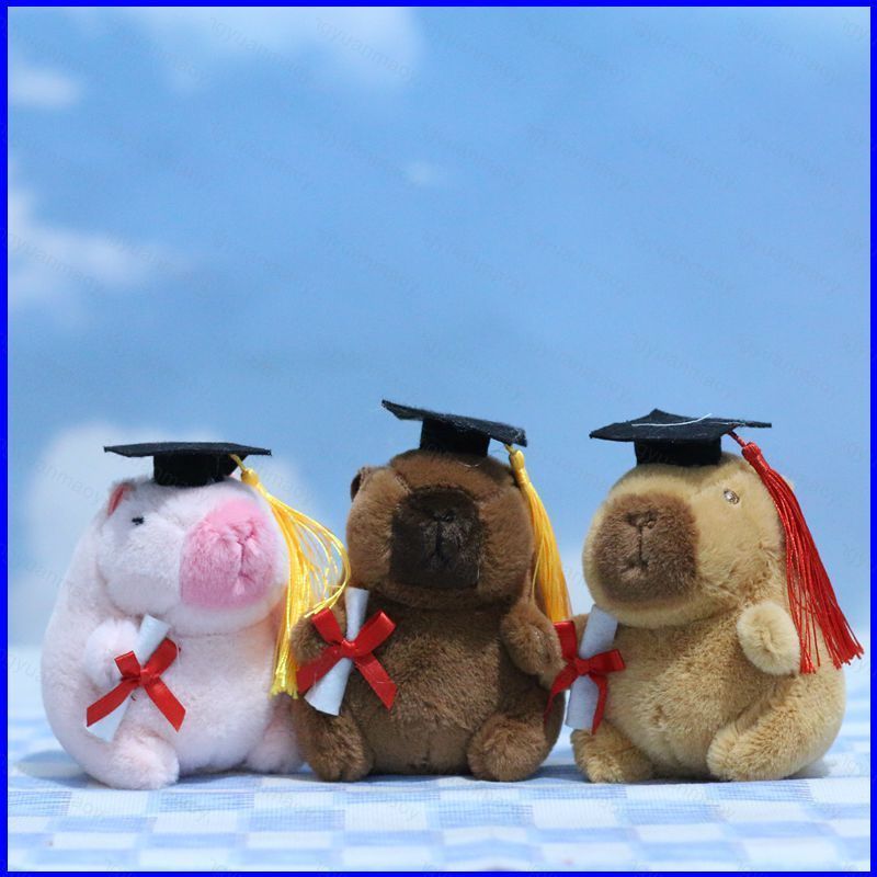 ZY1 น่ารัก Capybara สําเร็จการศึกษาหมวกตุ๊กตาตุ๊กตาของขวัญสําเร็จการศึกษาสําหรับเพื่อนกระเป๋าจี้พวงก