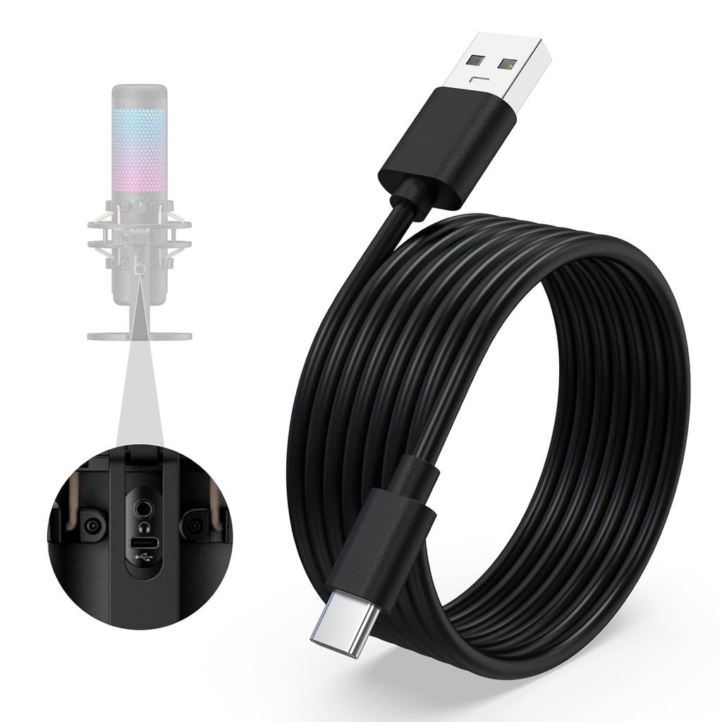 สายสายชาร์จข้อมูล USB Type C เข้ากันได้กับ HyperX QuadCast 2, SoloCast, QuadCast S USB Condenser Gam