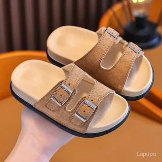Local Fast Shipping รองเท้าแตะ BIRKENSTOCK เด็ก หนังนิ่ม มีเข็มขัด กันลื่นและสวมใส่ง่าย