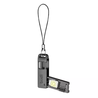 BUDI Multi-function Card Slot กล่องเก็บ TF ซิมการ์ด Ejector Storage Slot พร้อม Lanyard Anti-lost ซิมการ์ด Removal เข็ม Pin