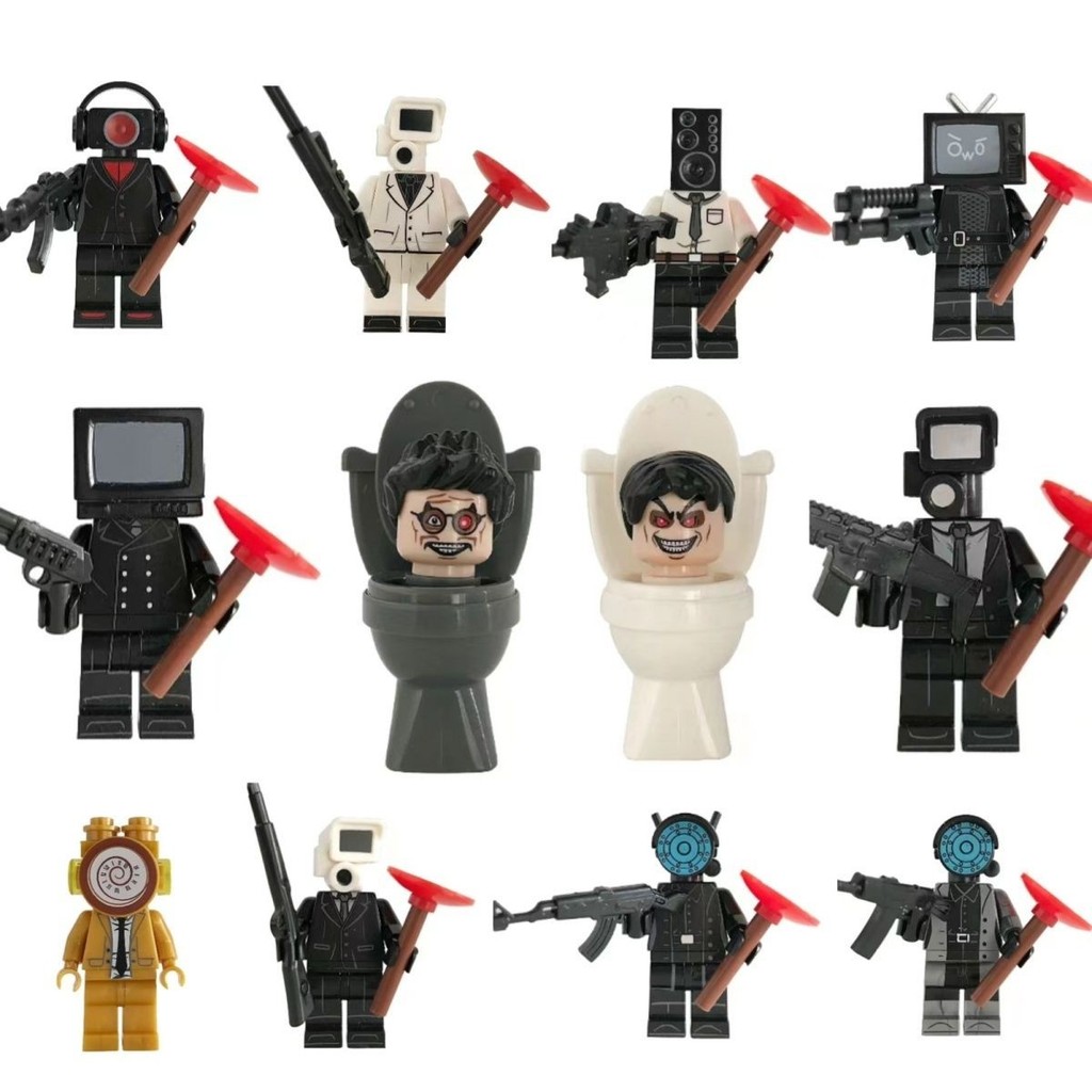 เข้ากันได้กับเลโก้บล็อกตัวต่อ Toilet Man VS Monitor Model Gold Titan Clock King Boy Toy ของขวัญวันเก