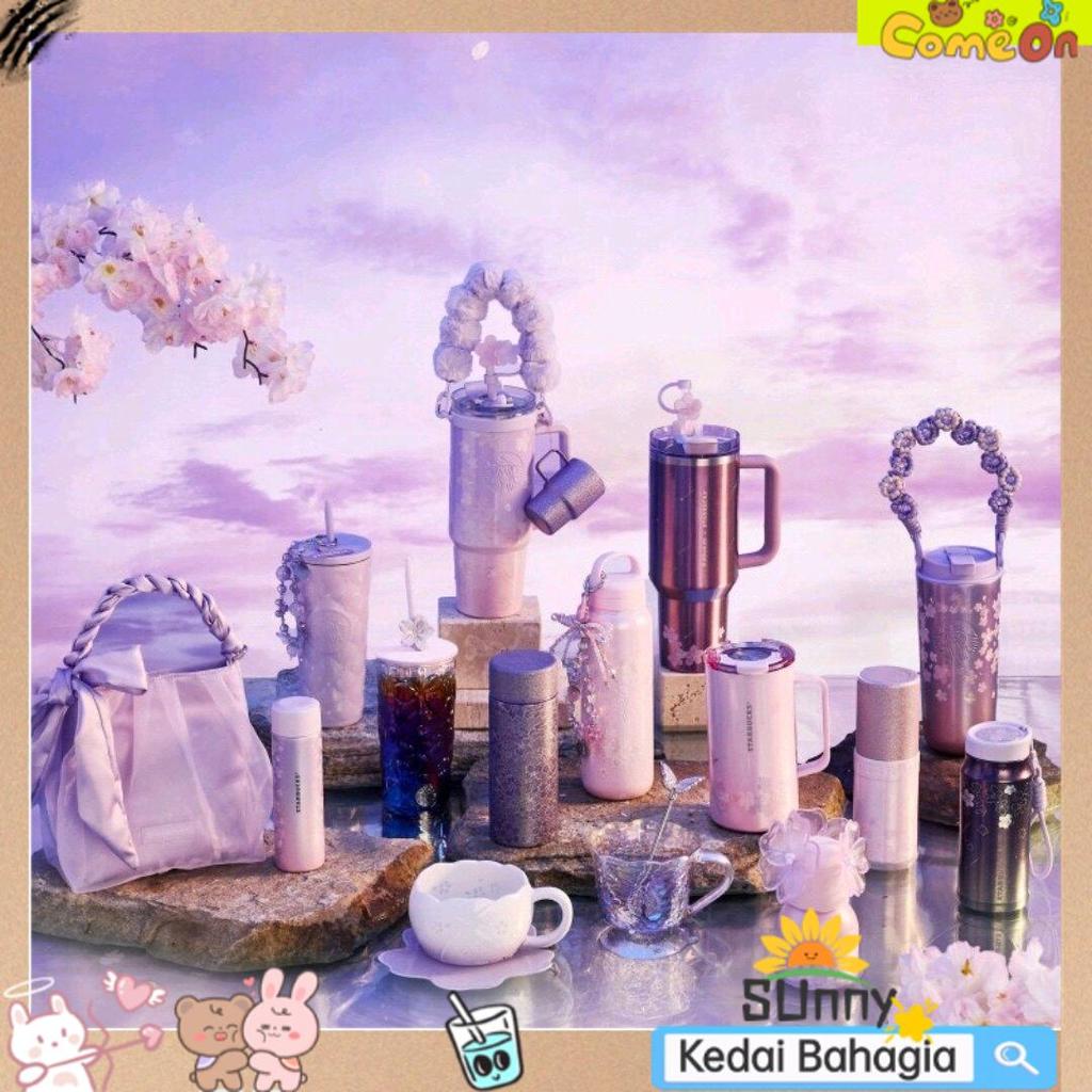 ราคาสุดประหยัด [starbucks/starbucks Daigou] starbucks Cup Twilight Cherry Pink Purple Large Capacity Insulation Car Straw Water Cup High-value Girl Gift