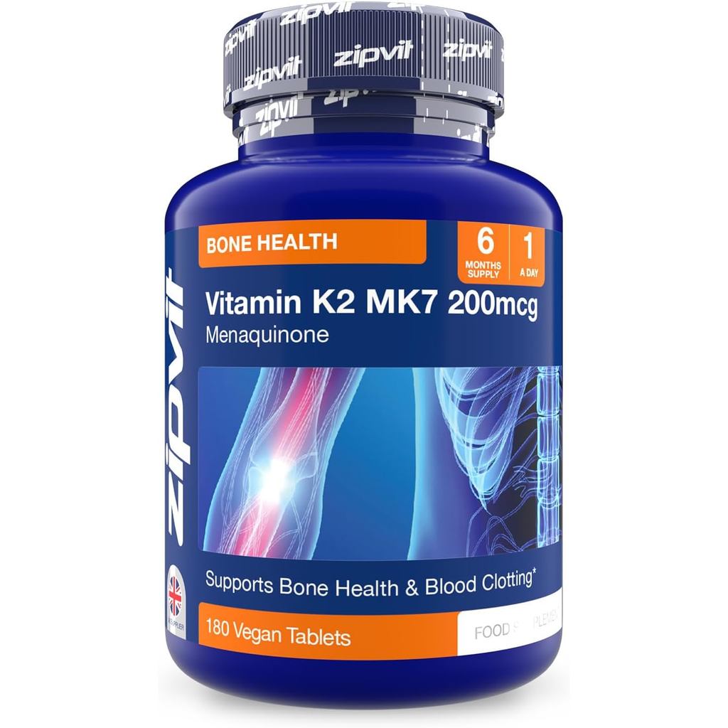 Zipvit วิตามิน K2 MK7 200mcg สำหรับสุขภาพหัวใจและกระดูก มังสวิรัติ 180 เม็ด