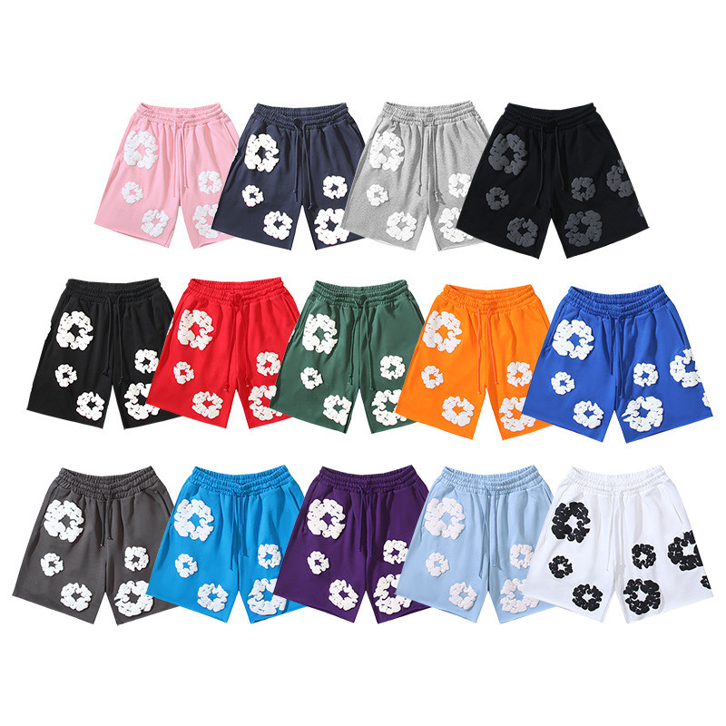 กางเกงขาสั้นสไตล์ยุโรปและอเมริกาเนื้อดี แบบ_denim-tear_สำหรับทั้งผู้ชายและผู้หญิง