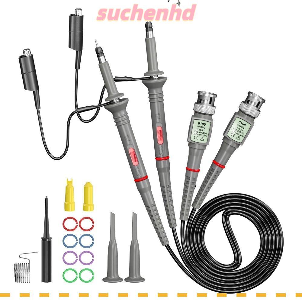 SUCHENHD 1/2pcs Oscilloscope Probe Kit, 100MHz P6100 BNC Oscilloscope Probe,สะดวกวัดตะกั่ว 10:1 Prob