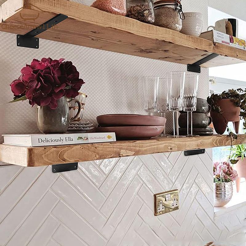 CHE 1 ชุด Heavy Duty ชั้นวางเหล็กหล่อ Braets ชั้นวางลอย Braets 4 มม. Thied ที่มองไม่เห็น L Braets สํ