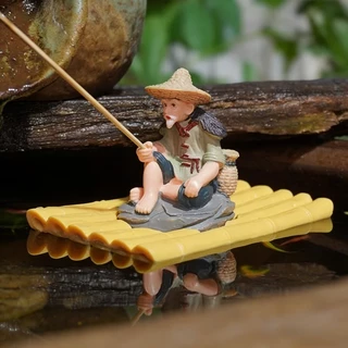 ภูมิทัศน์ตู้ปลา โมเดลเรือตกปลาจำลอง 2ชิ้น ขนาดเล็ก DIY สำหรับตกแต่งตู้ปลาและสวนปลา