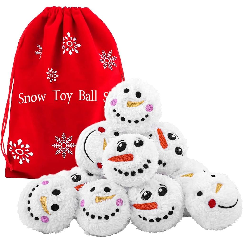 Aneco 12 Pack Snow Toy Ball Set Plush Snowmen Balls Snow Fight Ball 1 กระเป๋าที่สมจริงสําหรับผู้ใหญ่