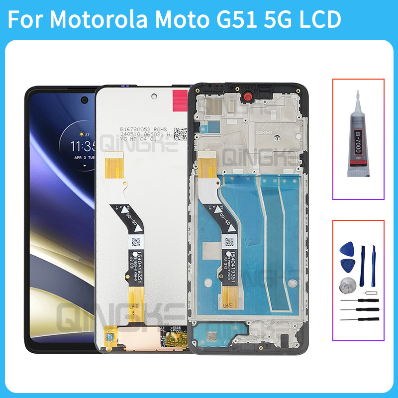 สําหรับ Motorola Moto G51 5G LCD XT2171-2 จอแสดงผล Touch Screen Digitizer Assembly สําหรับ Moto G51 5G LCD กรอบ XT2171-1 6.8 ใหม่ "