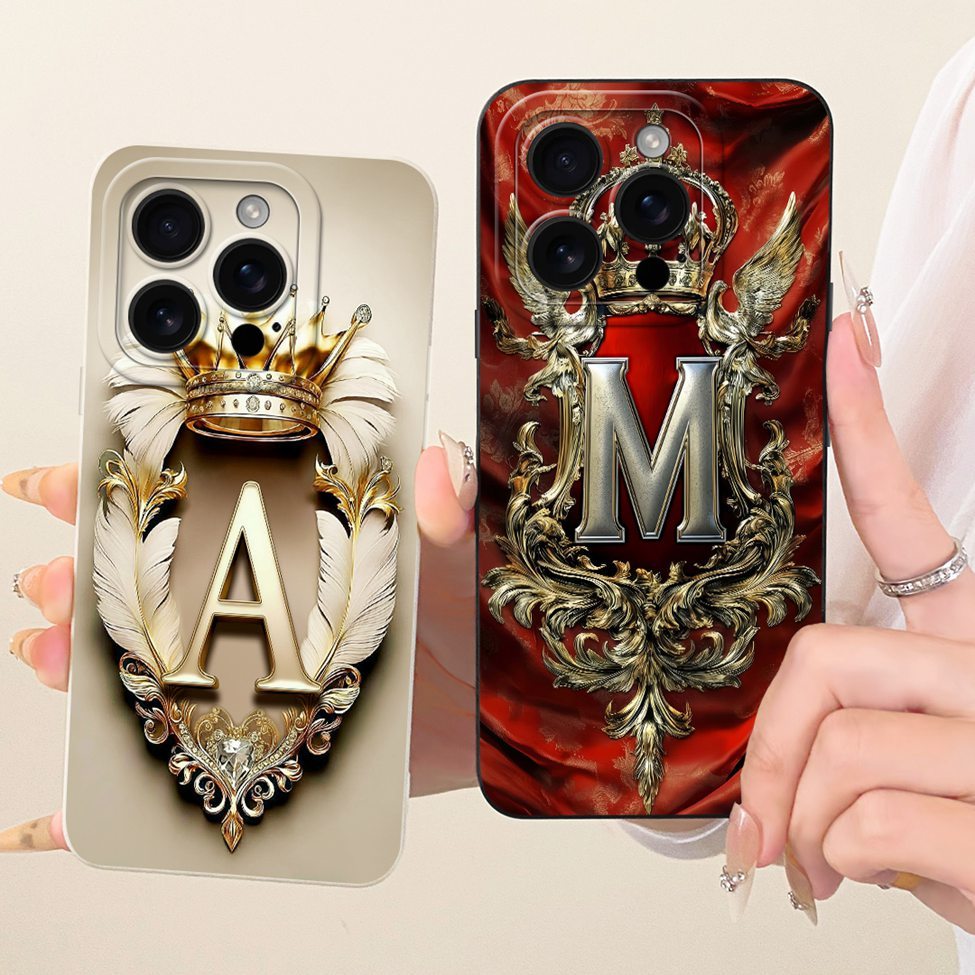 6.9 สําหรับ iPhone 16 Pro Max ฝาครอบความงามหรูหรา AZ ตัวอักษร 2D ทาสีปลอกซิลิโคน A3297 A3296 A3084 A