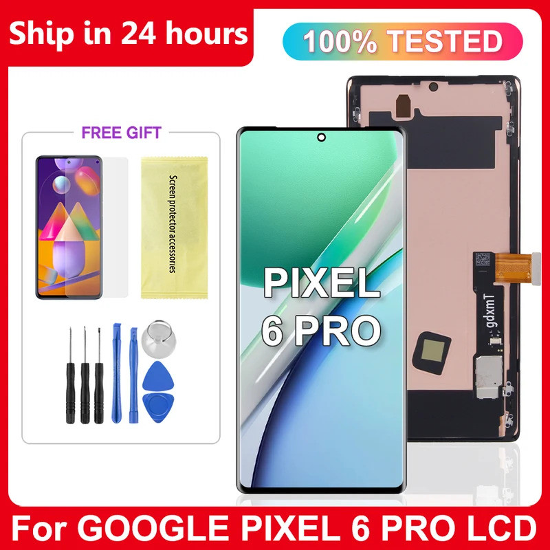 AMOLED สําหรับ Google Pixel 6 Pro Lcd กรอบจอแสดงผลแผงหน้าจอสัมผัสดิจิตอลสําหรับ Google Pixel 6 Pro G