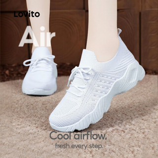 Lovito  รองเท้าผ้าใบผู้หญิงแบบทอสบาย ๆ LFAS5029