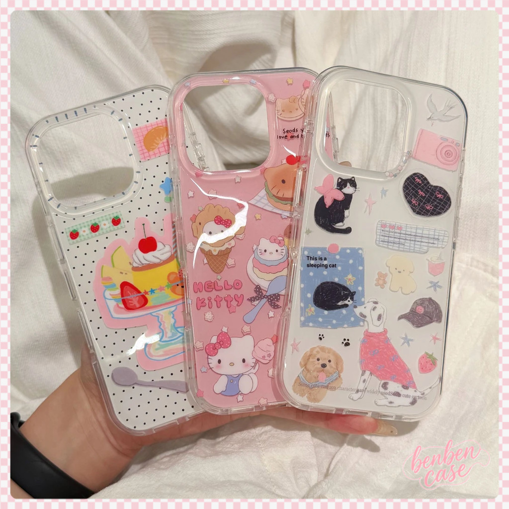 COD-ในไทย🔥ไอศกรีมเคสคิตตี้ ﻿ For Oppo A77 A5i A3s A5 A54 A3X A60 A5X A38 A57 A16 A7 A79 Reno 12F 14F