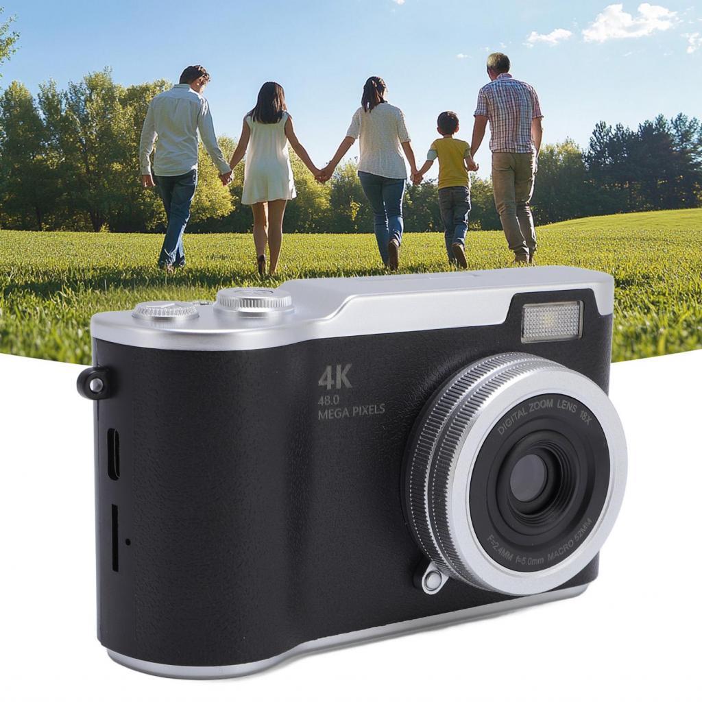 กล้อง CCD เลนส์ออพติคอลระดับมืออาชีพแบบพกพา 48MP ดิจิตอลซูม 18 เท่าสำหรับเซลฟี่