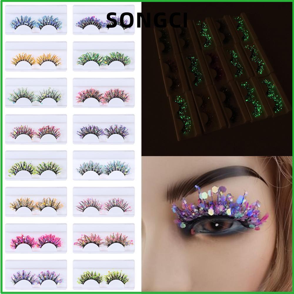 SONGCI 25 มม.Sequins Eye Lashes Eye แต่งหน้าขนตา Mink Lashes