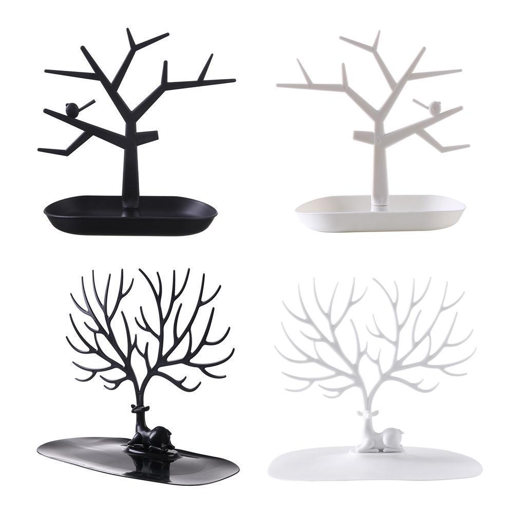 Bird Tree Display Storage Rack Trinket แขวนสร้อยคอจัดระเบียบจี้แหวนแขวนต่างหู D6l4