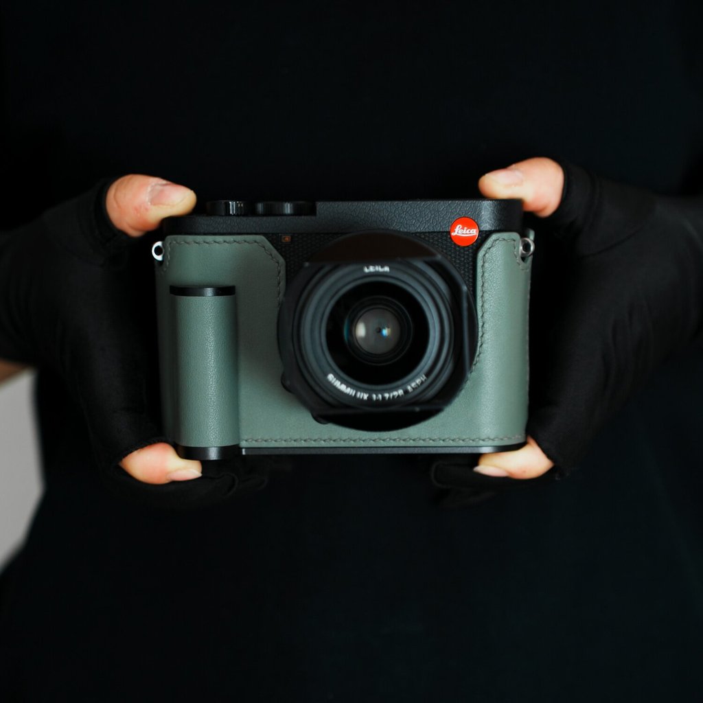 Cam-in Leica Leica Q3 43 28 กล้องซองหนังป้องกัน DLUX8 ฐานจับหนังแท้ครึ่งฝาครอบ
