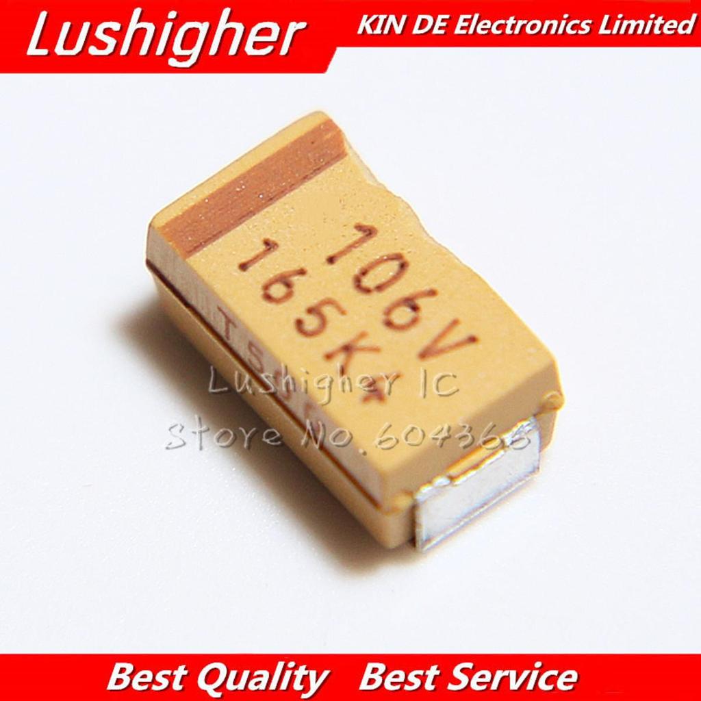 10 ชิ้น C กรณี 10uF 35V 106 106V SMD 10% 6032 SMD ความแม่นยํา Tantalum Capacitor