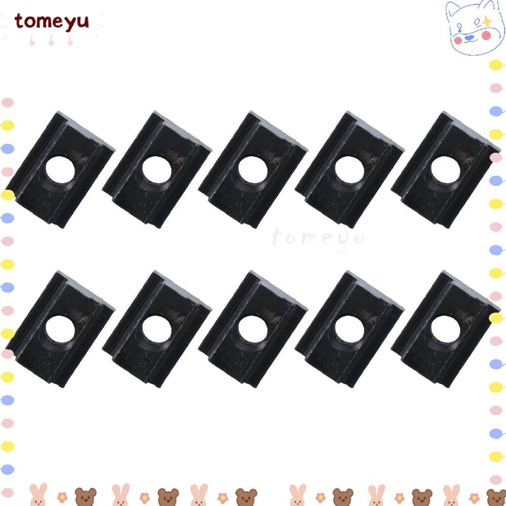 TOMEYU 10 ชิ้น T Slot Nuts, Black Oxide M6 M8 M10 M12 Tapped Through Slot Nuts, คุณภาพสูงเหล็กคาร์บอ