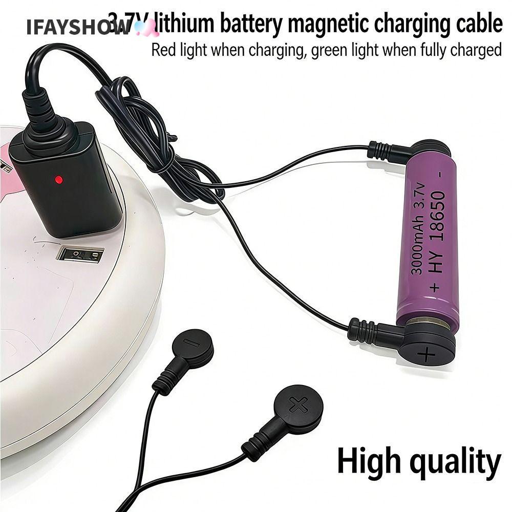 IFAYSHOW 1 ชิ้นแบตเตอรี่ลิเธียม, USB 3.7 โวลต์ 4.2 โวลต์แบตเตอรี่ชาร์จ, แม่เหล็กทนทาน Universal USB Magnetic Charger สําหรับ 18650 16340 26650 แบตเตอรี่