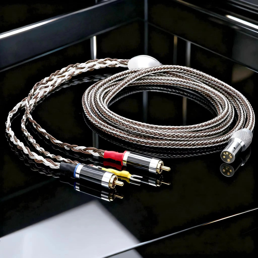Hifi Audio Silver Plated 5 Pin DIN to RCA Phono Cable 5 Din Female to RCA Cable