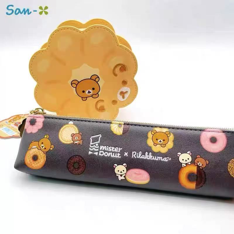 ญี่ปุ่น san-x Rilakkuma Mister Donut Co-Branded Donut กระเป๋าเครื่องสําอางน่ารัก กล่องดินสอ O