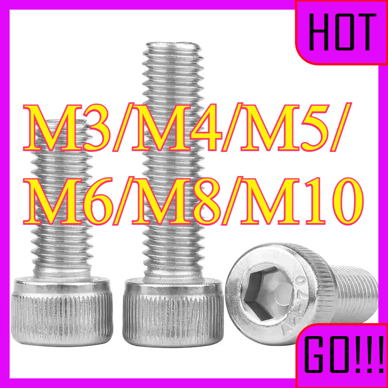 น็อต สกรู หัวจม เกลียวมิล ตลอด หยาบ / hex socket head cap machine screw ด้ายซ้าย สแตนเลส 304    M3/M