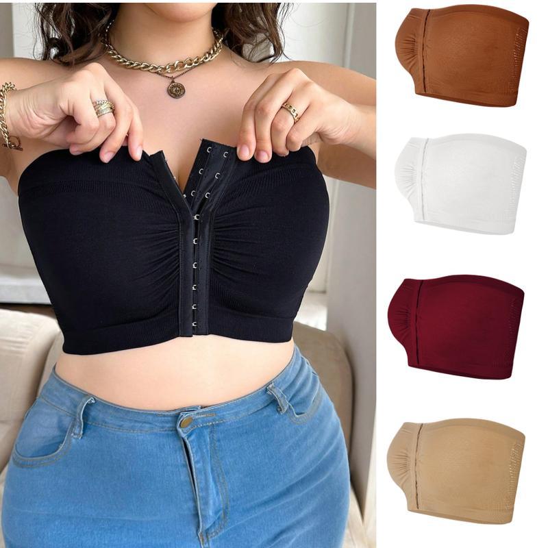 35-125kgplus size strapless สบาย Breathable Fabric bra ผู้หญิงสวยกลับ Wireless Bandeau ห่อหน้าอกทุกว