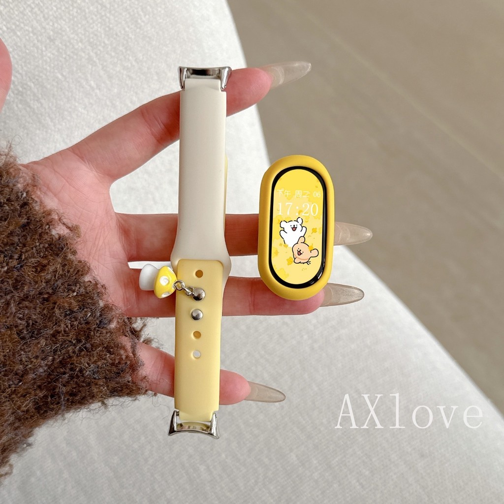 เคสซิลิโคน + สายรัดสําหรับ Mi Band 10 9 รุ่นเซรามิคสร้อยข้อมือสําหรับ Xiaomi Mi Band 8 NFC สายรัดข้อมืออุปกรณ์เสริม