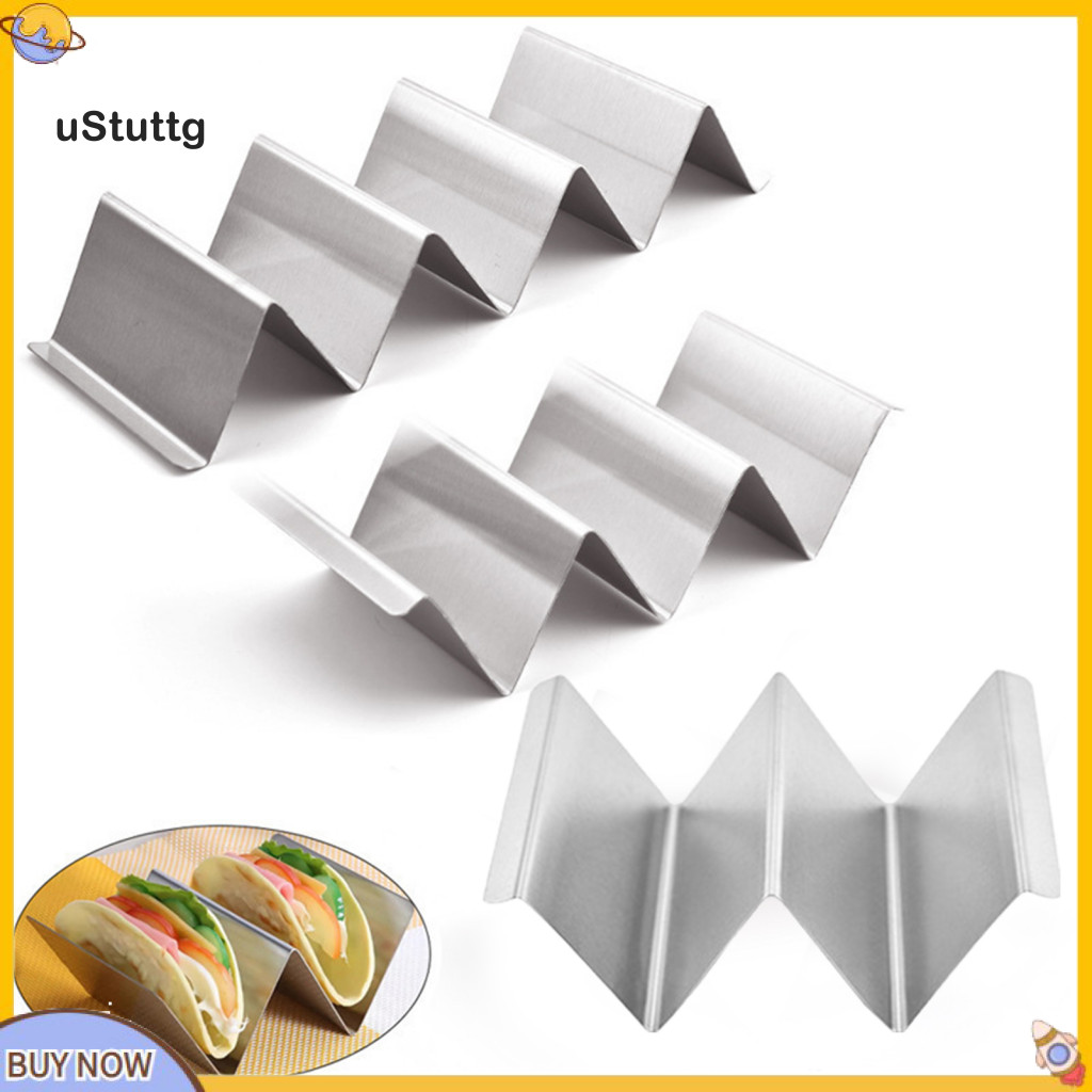 {uStuttg} Taco Presentation Stand Taco Rack ถาดผู้ถือสแตนเลส Taco Stand Reversible 2 หรือ 3 Tortilla