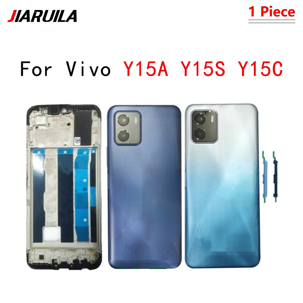 สําหรับ vivo Y15A Y15S Y15C ฝาหลังกรอบ LCD แบตเตอรี่พร้อมเลนส์กล้องพร้อมเปลี่ยนปุ่ม
