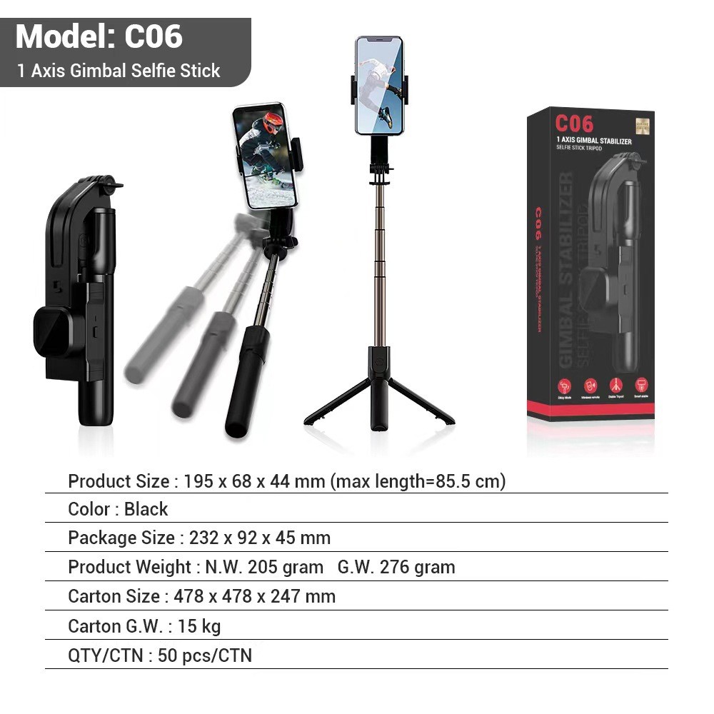 ใหม่กล้องStabilizer C06 โทรศัพท์มือถือStabilizer Selfie StickมือถือGimbal Anti-Shakeingโทรศัพท์มือถื